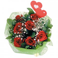 Ankara Ayaş internetten çiçek satışı 7 adet kırmızı gül ve 2 adet kalp çubuk